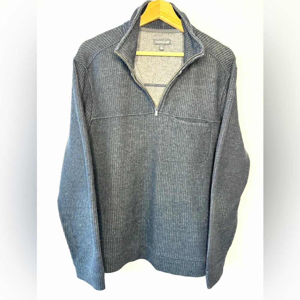 Toad & Co Organic Wool Blend Quarter Zip Sweater Blue